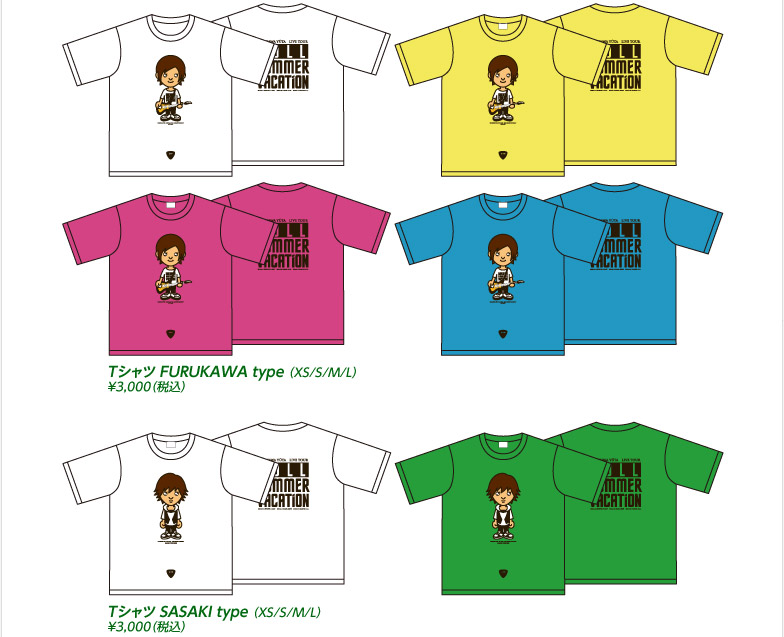 Tシャツ FURUKAWA type （XS/S/M/L）¥3,000（税込）　Tシャツ SASAKI type （XS/S/M/L）¥3,000（税込）